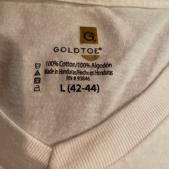 Goldtoe V-Neck White Blank T-Shirt - Picture 3 of 5